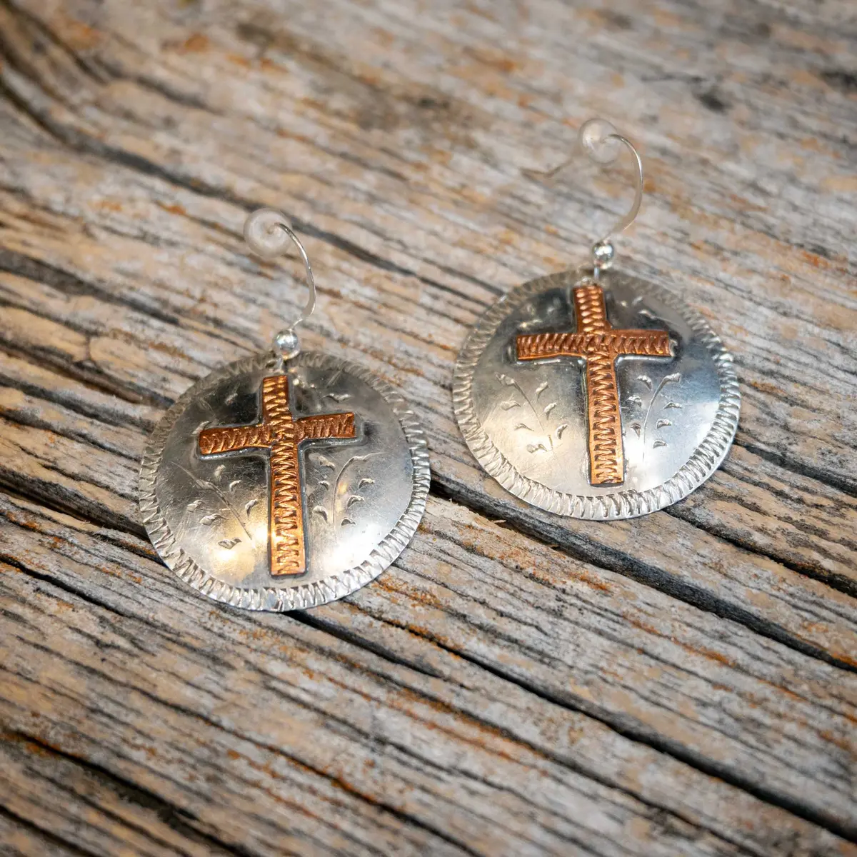 Ricky Trammell 1" Copper Cross Earrings 1
