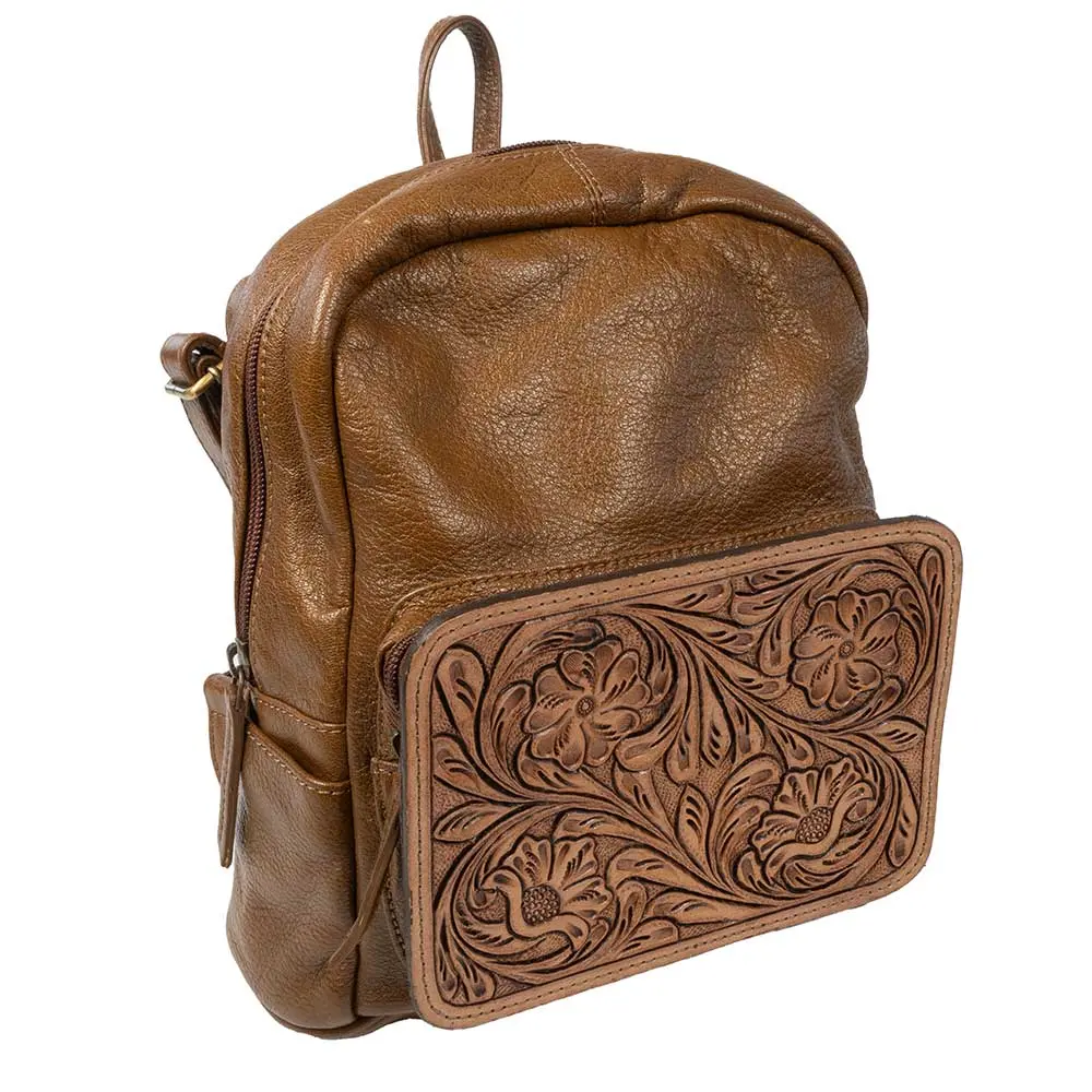 Scout Leather Co. Annie Tan Tooled Single Pocket Backpack - Final Sale 1