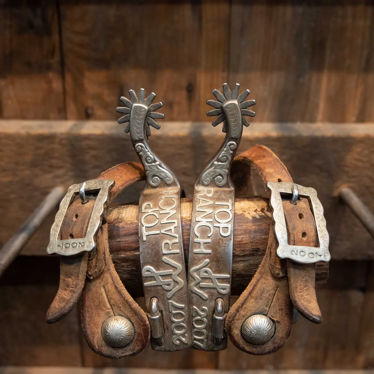R. Yates Silver Mounted Spurs #376 And Hardware Buckles 1