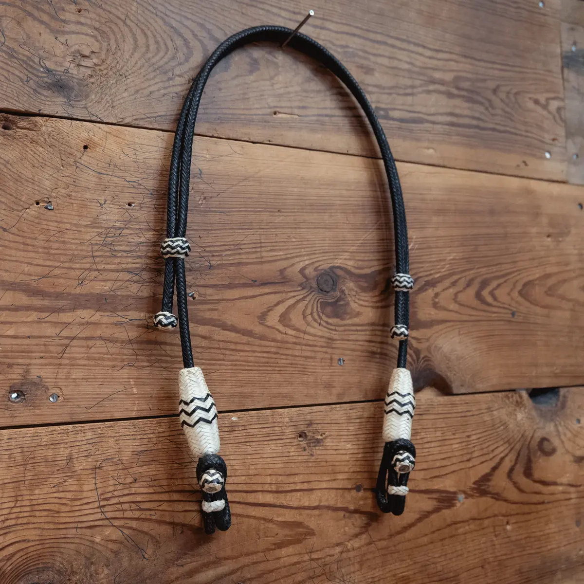 Braided Leather Bosal Hanger With Rawhide Accents 1