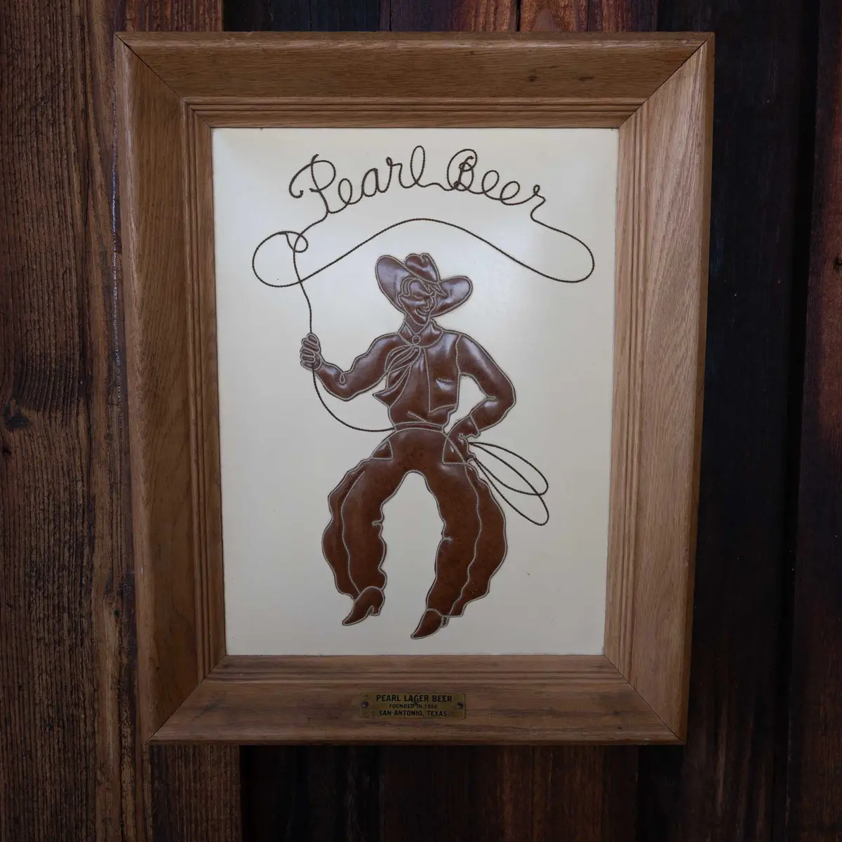Pearl Beer Embroidered Cowboy Wall Hanging 1