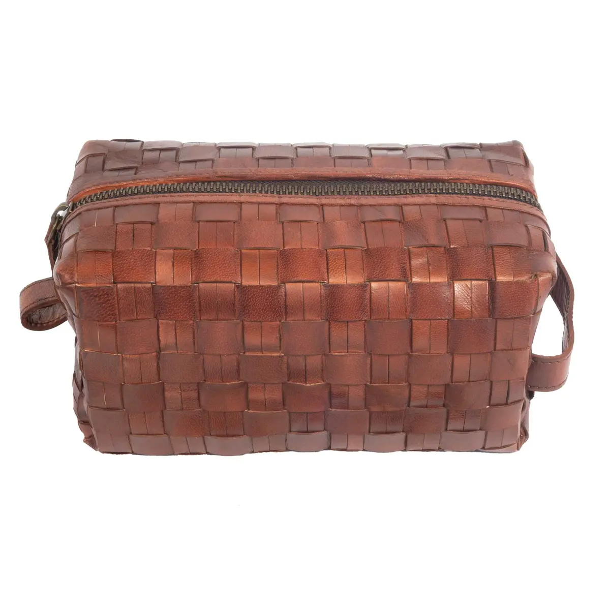Woven Leather Dopp Kit - Chestnut 1