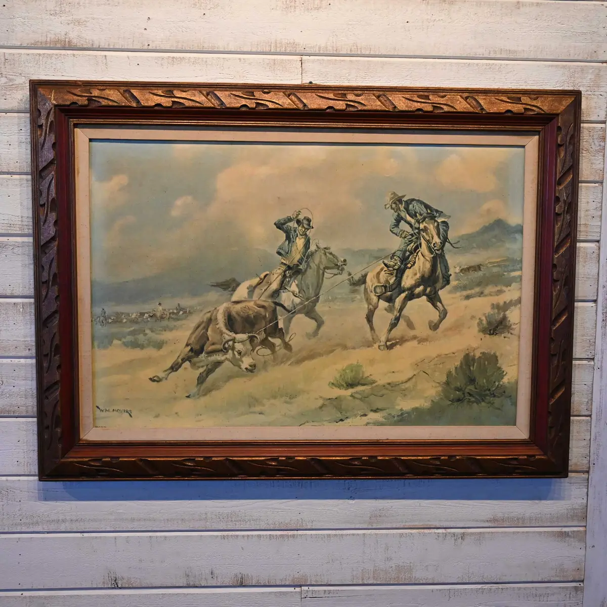 Wm Moyers Canvas Print Roping Scene 1