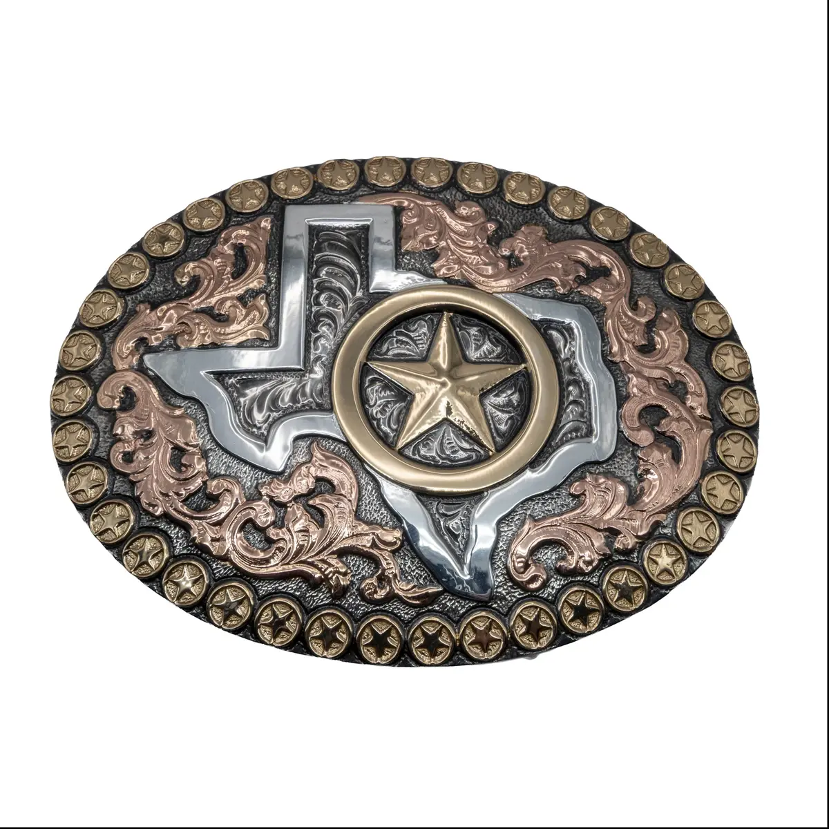 Crumrine Oval Star Edge Texas Star 3 Tone Buckle 1