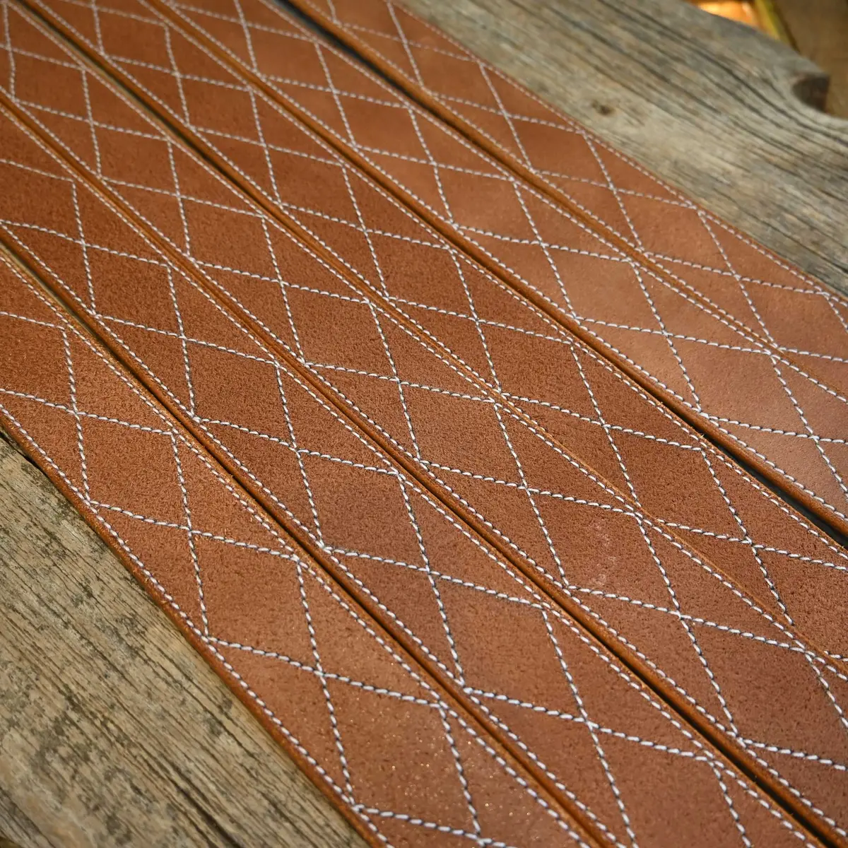 Adam Lahey Brown Diamond Stitch Belt 3
