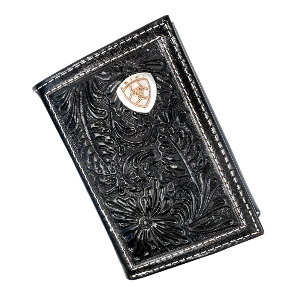 Ariat Floral Embossed Trifold Wallet 1