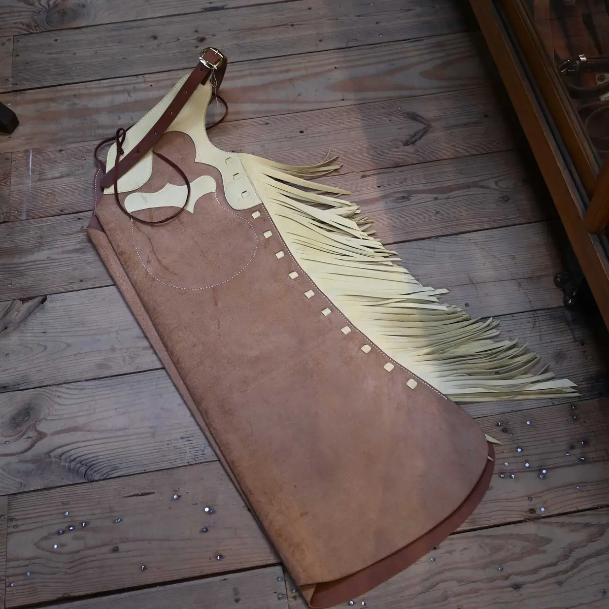 Wlc  Brown & Yellow Stepthrough Chaps With 1/2 Zips 1