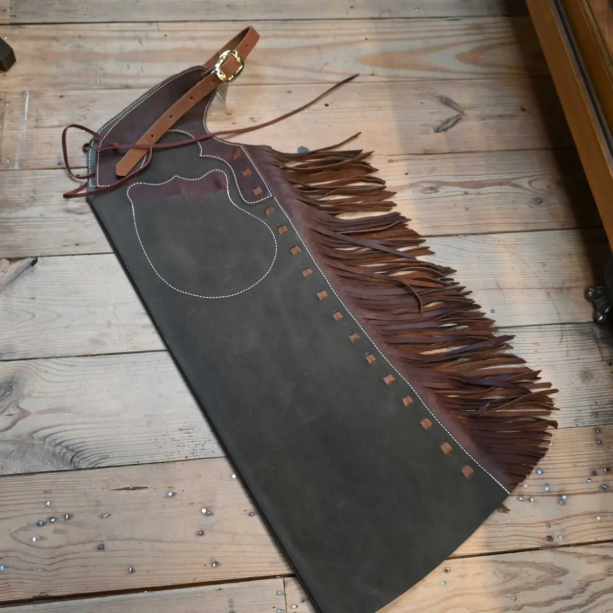 Wlc  Army & Brown Stepthrough Chaps With 1/2 Zips 1
