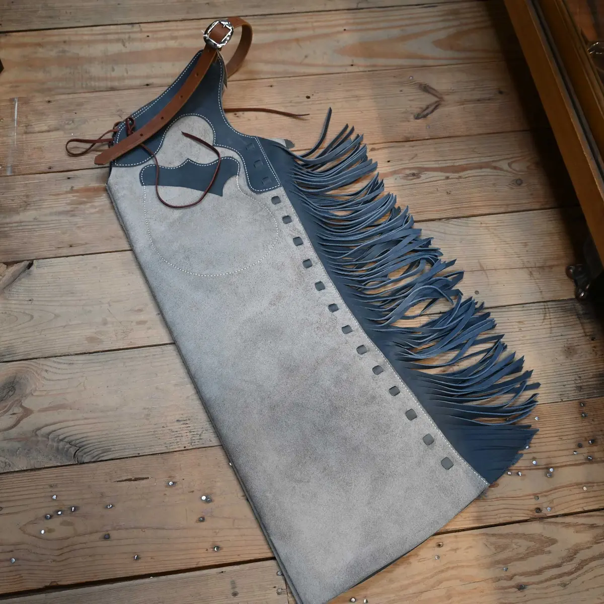 Wlc Gray & Slate Blue Stepthrough Chaps With 1/2 Zips 1