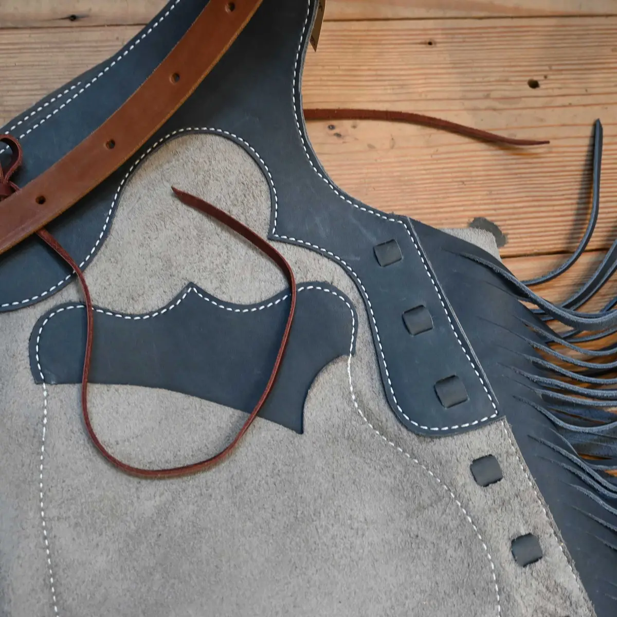 Wlc Gray & Slate Blue Stepthrough Chaps With 1/2 Zips 2