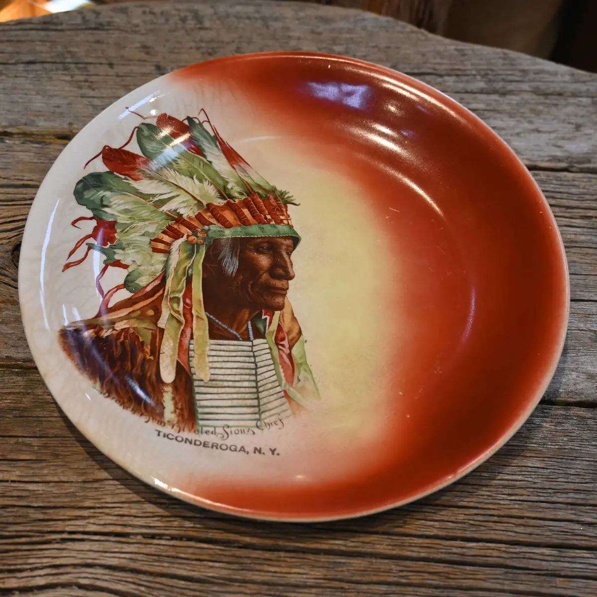 1910'S Porcelain Plate "Ticonderoga, N.Y." 1