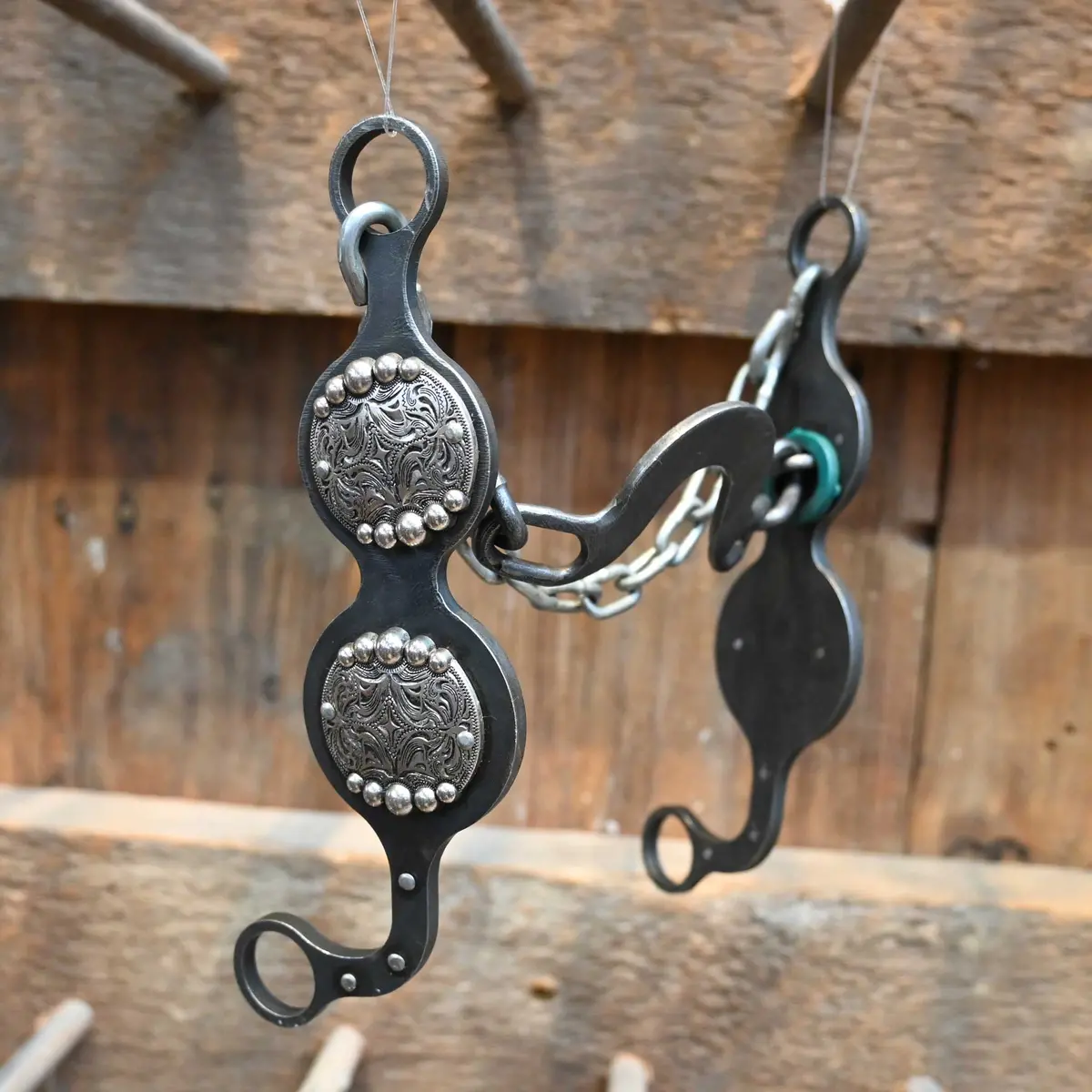 Paul Petska Washer Ported Chain Bit W/ Dotted Silver Conchos 1