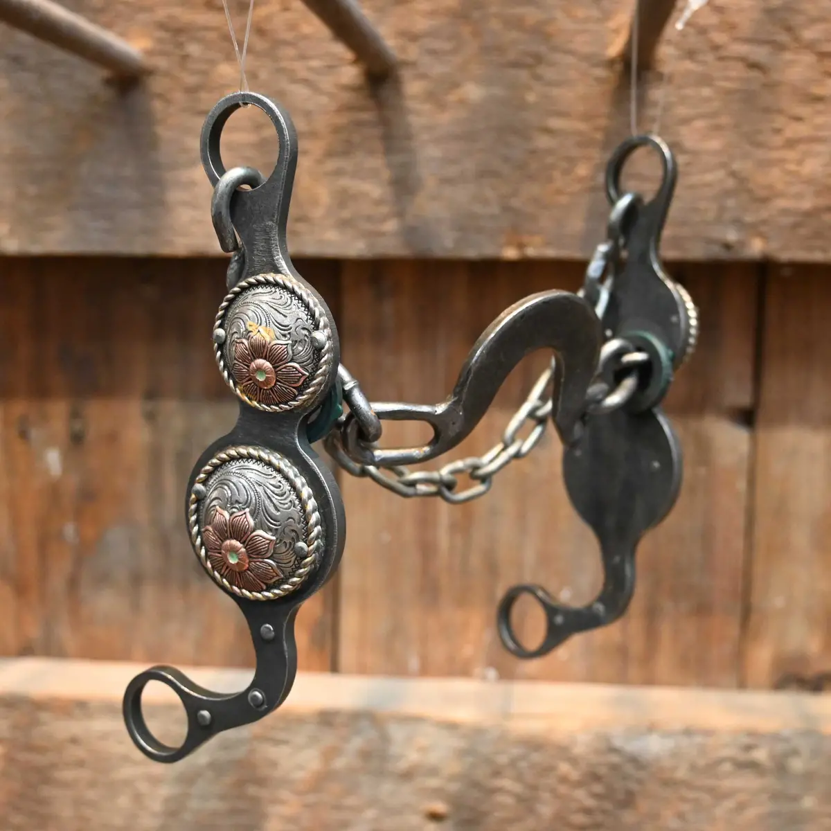Paul Petska Washer Ported Chain Bit W/Copper Flower Conchos 1