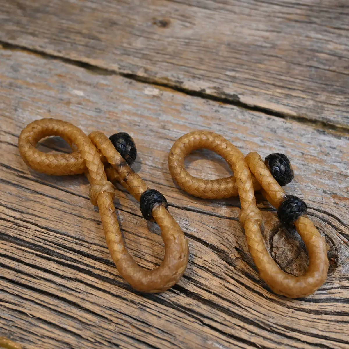 Beige Waxed Rawhide Rein Connectors 1