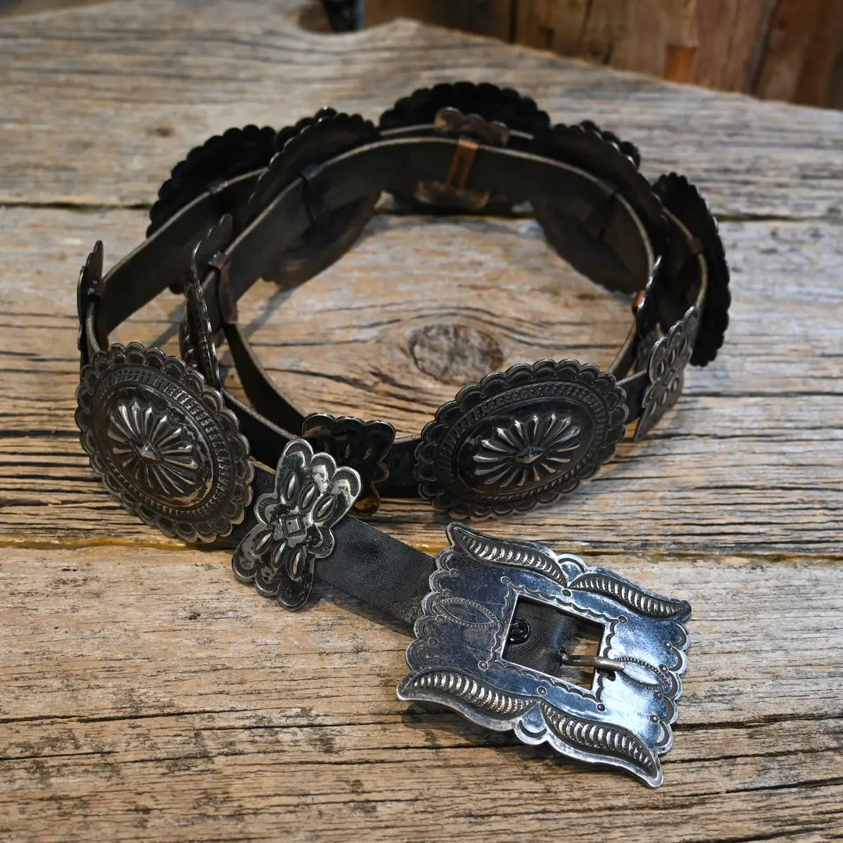 1940'S Sterling Silver Navajo Concho Belt 1