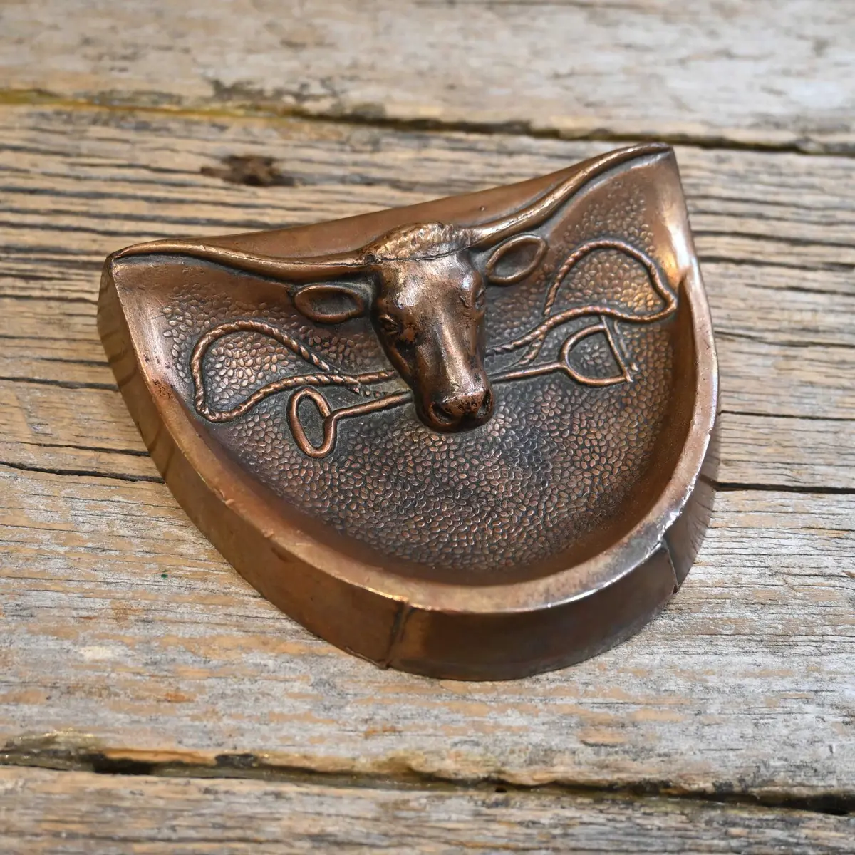 Vintage Brass Longhorn Ashtray 1