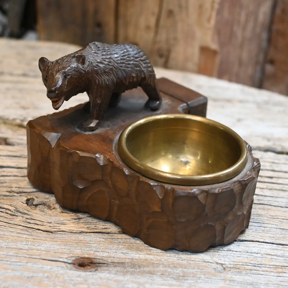 Blackwood Carved Bear Ashtray 1
