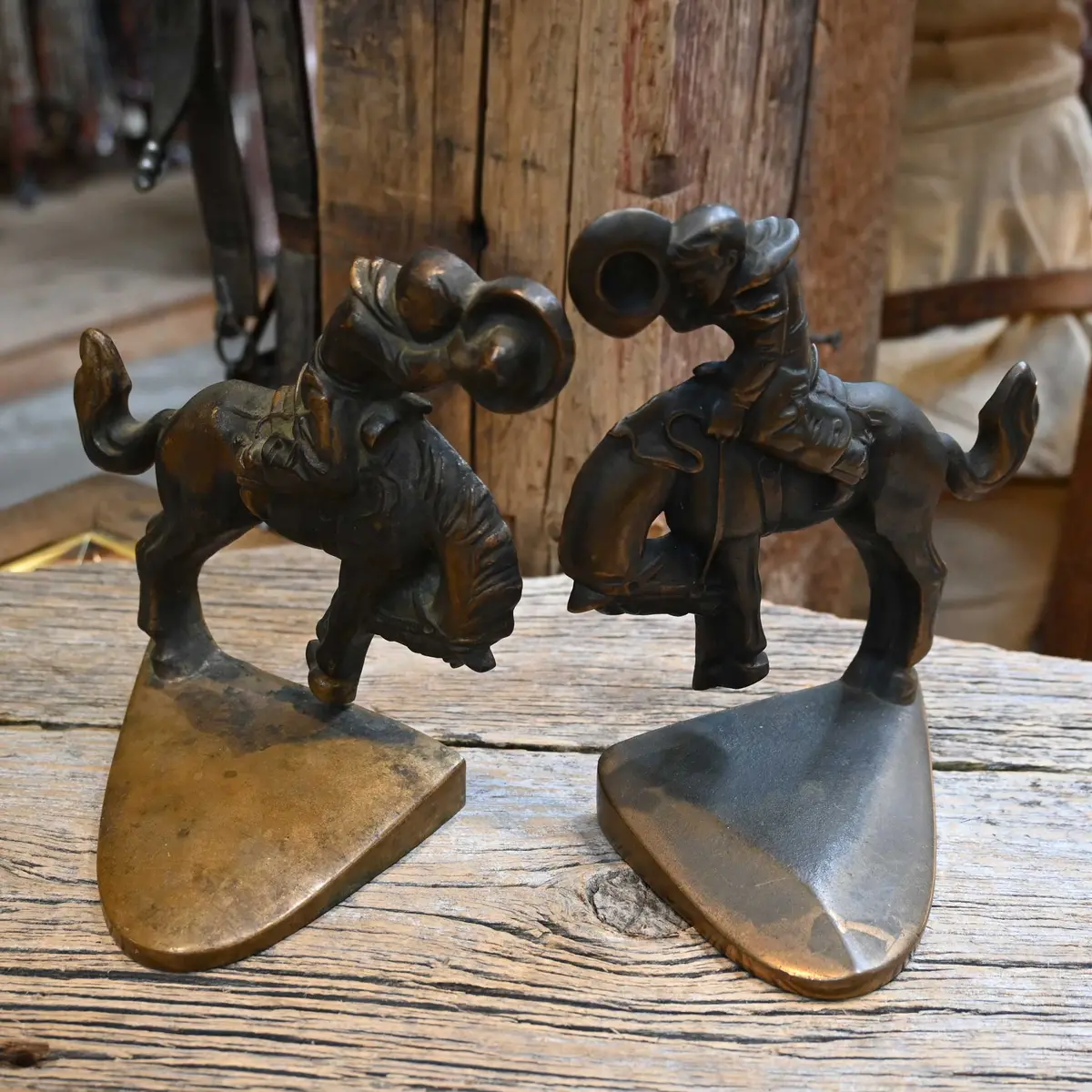 Vintage Cowboy Bronze Bookends 1