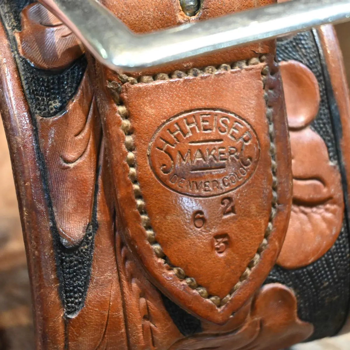 Vintgae H. H. Heiser Tooled Gun Holster & Ammo Belt 1