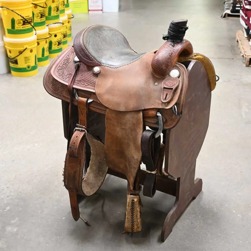 15" Used Teskey's Team Roping Saddle 1