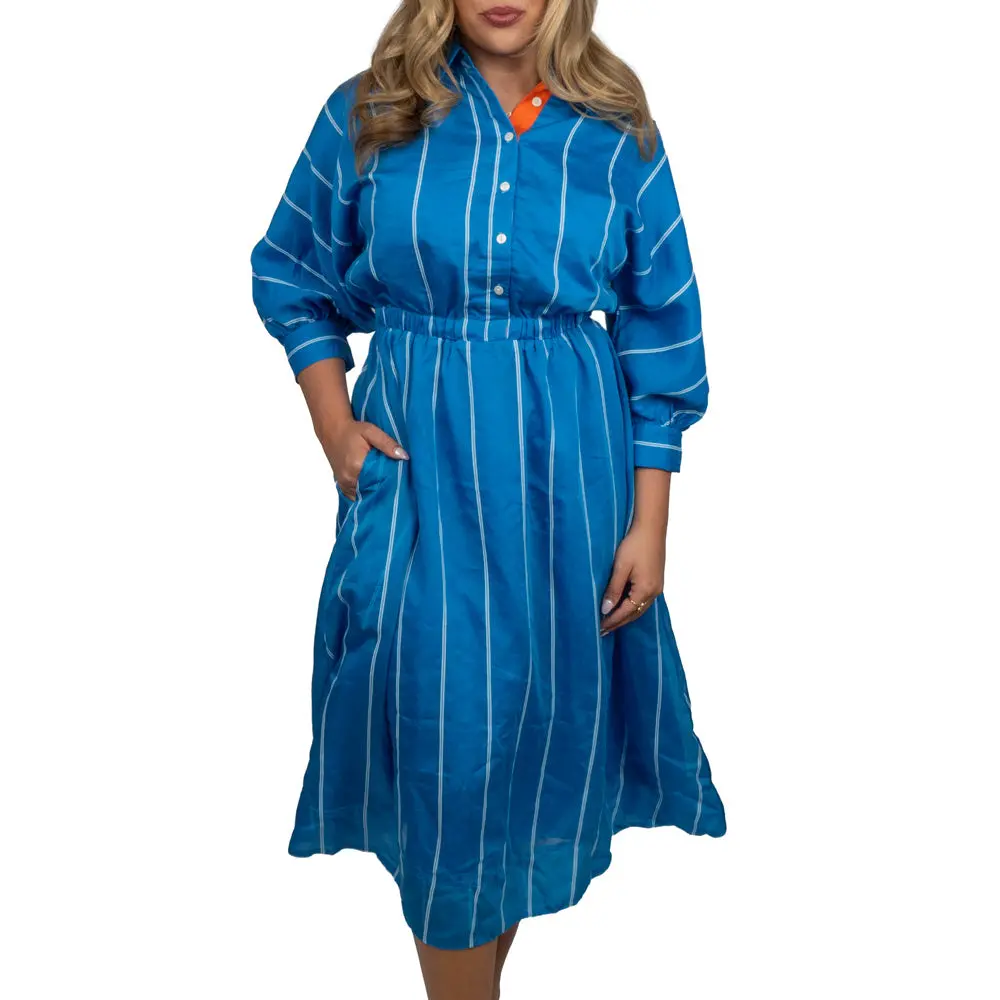 Long Sleeve Striped Midi Dress 1