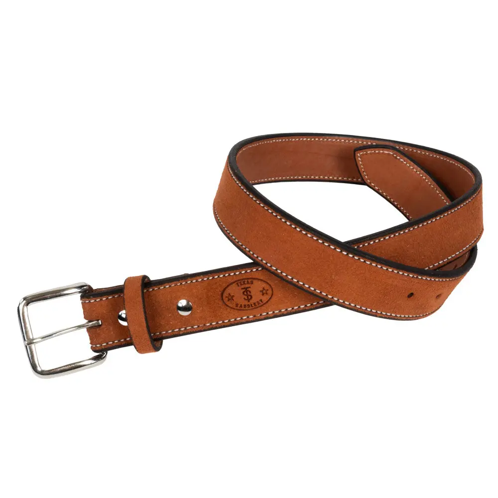 Texas Saddlery Men's Mahogany Roughout Belt 1