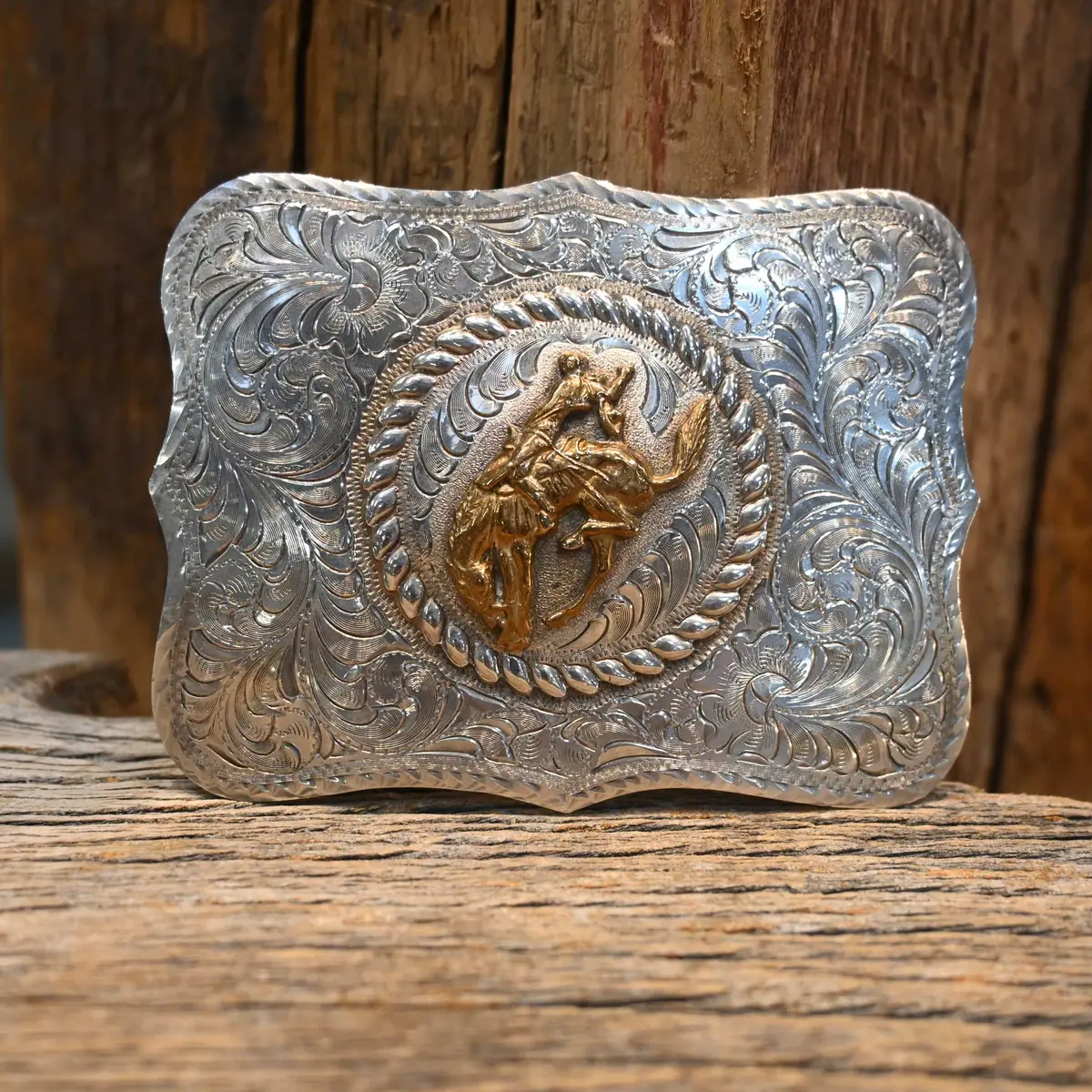 Silverado Sterling Silver Bronc Rider Belt Buckle 1