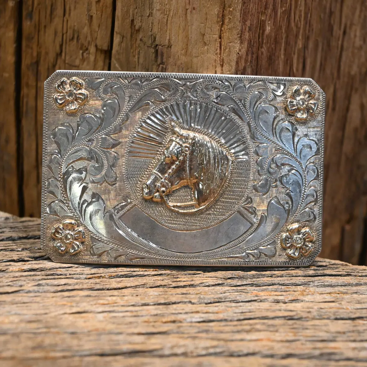 1940'S Srour Sterling Silver & 10K Gold Belt Buckle 1