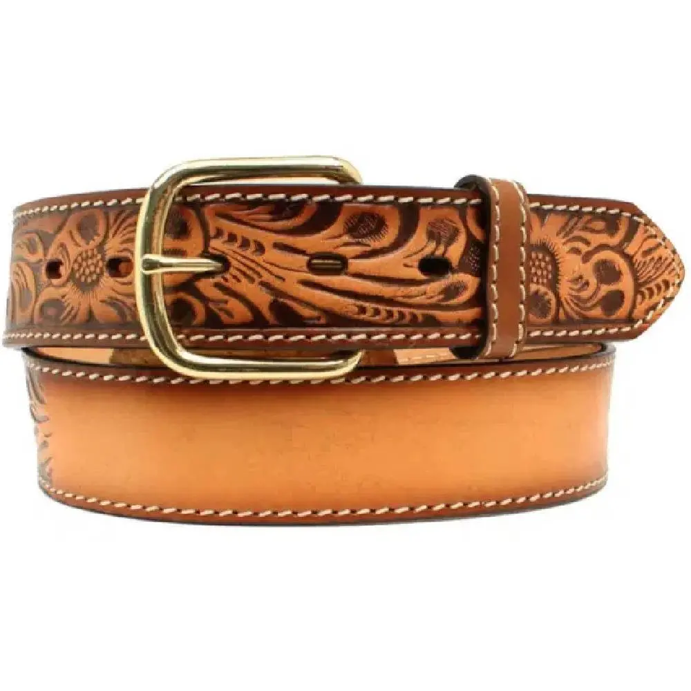Western Floral Embossed Leather Belt - Final Sale 1