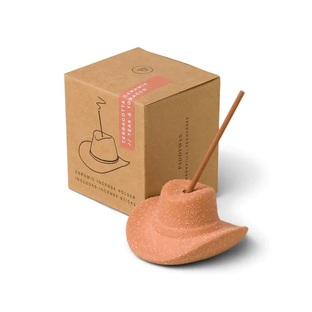 Paddywax Terracotta Cowboy Hat Incense Holder & Sticks 1