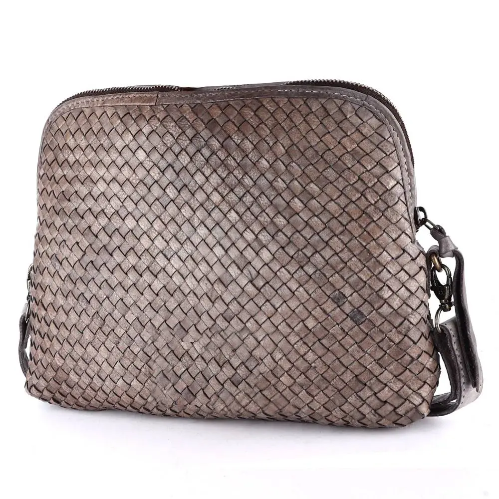 Leather Basketweave Crossbody Bag 1