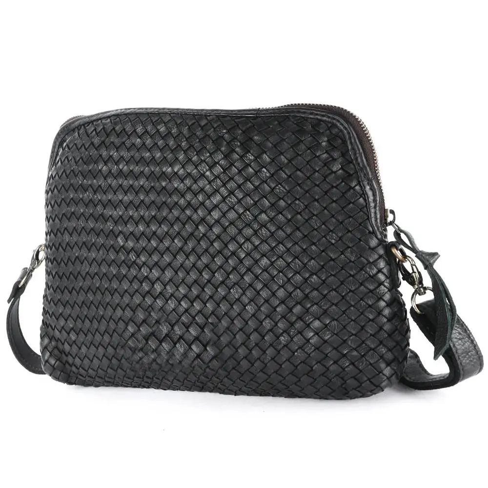 Leather Basketweave Crossbody Bag 1