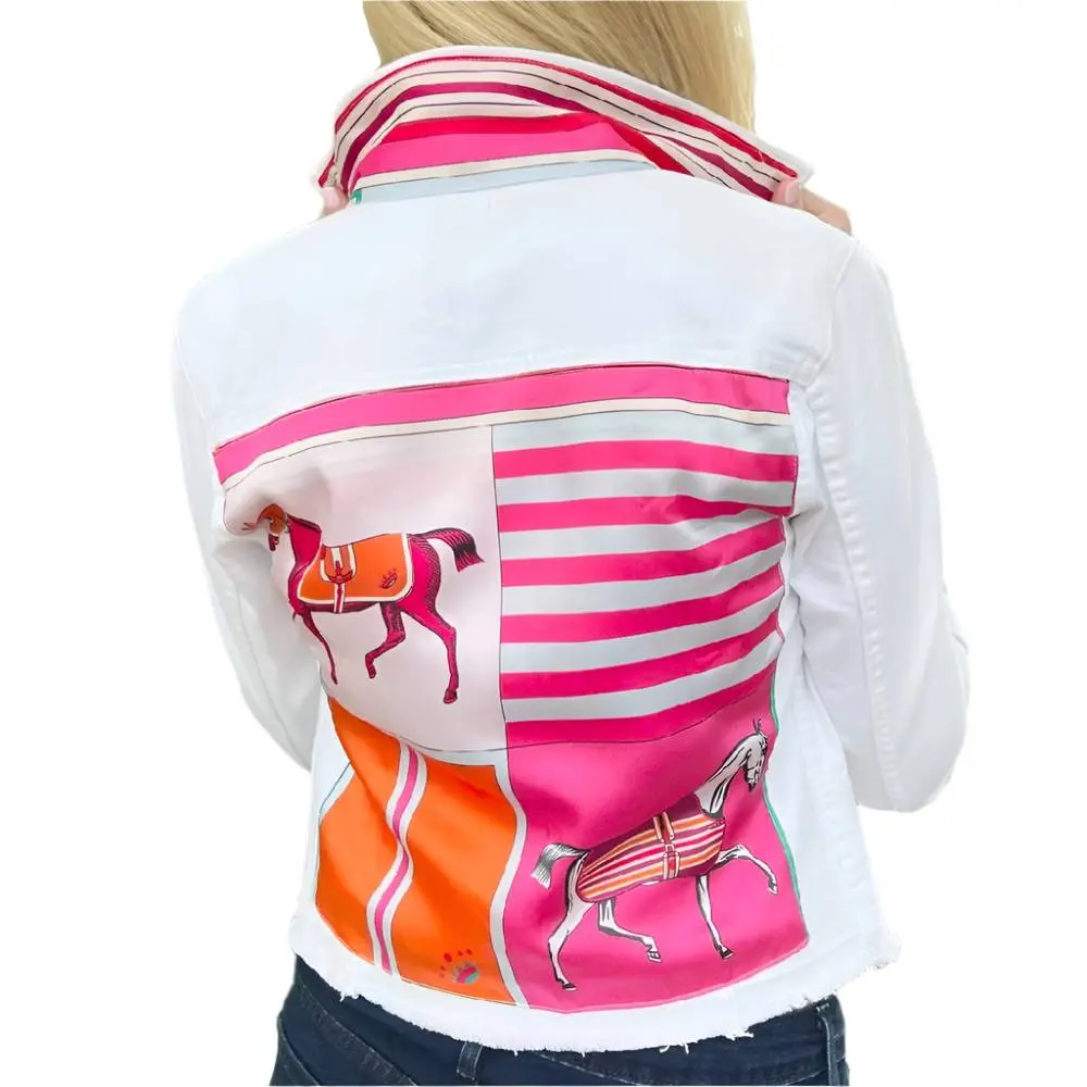 Stacy Bradley White Denim Pink Horse Jacket 1