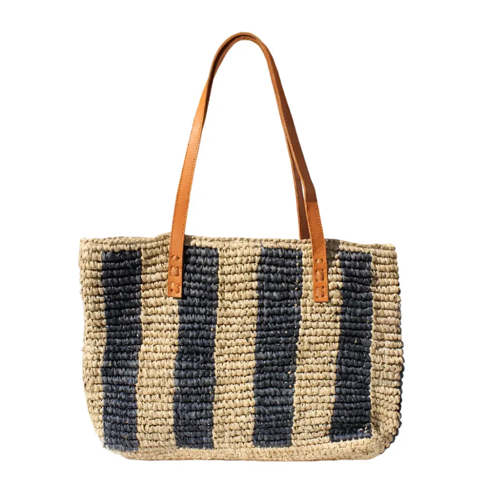 Miwah Stripe Raffia Tote 1