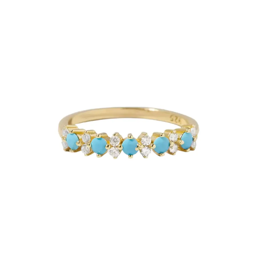 Gold Turquoise & Cz Ring 1