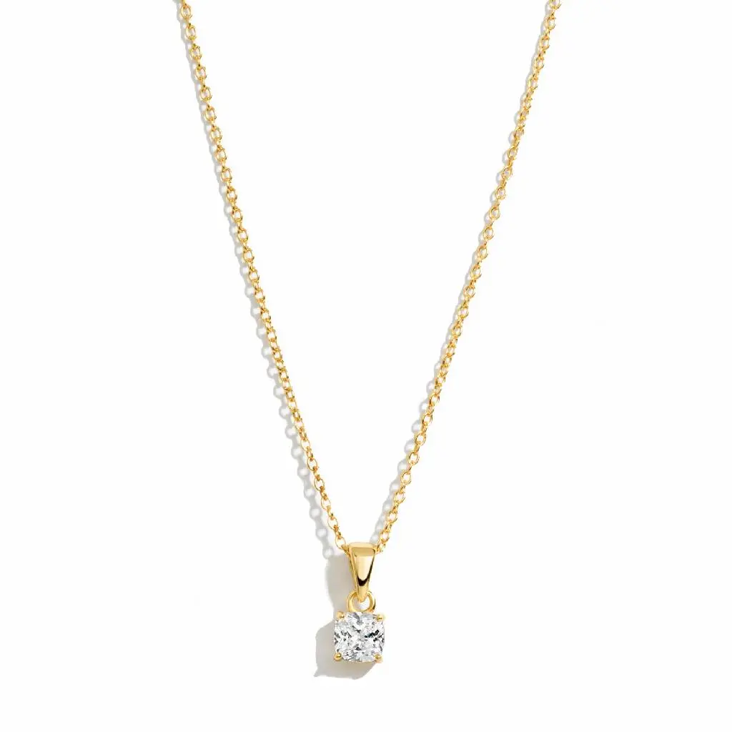 Cushion Gold Diamond Necklace 1