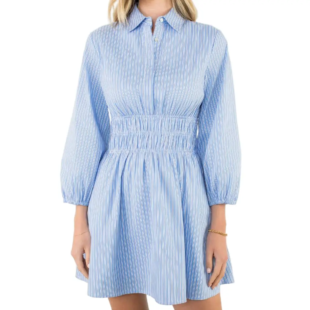Smocked Waist Striped Mini Dress 1