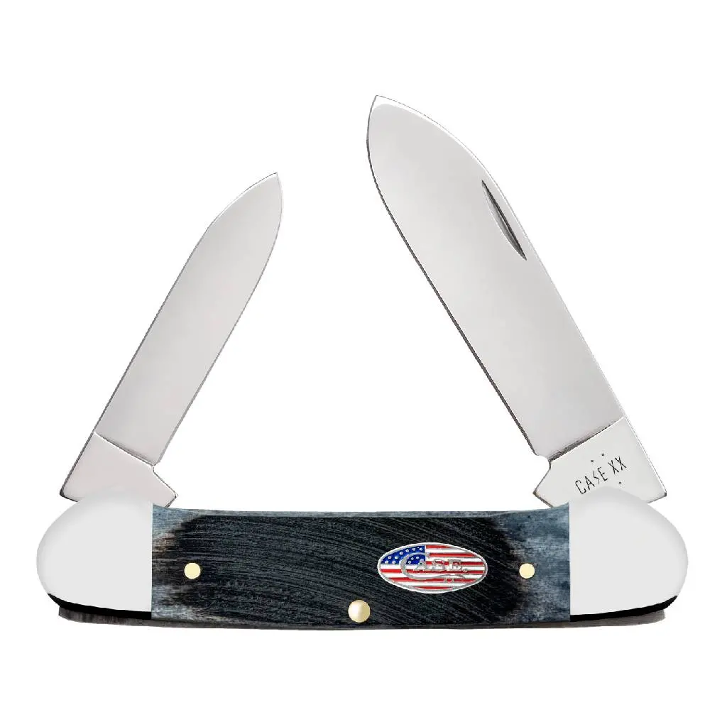 Case Canoe - Sawcut Jig Gray Bone - Stars & Stripes Shield 1