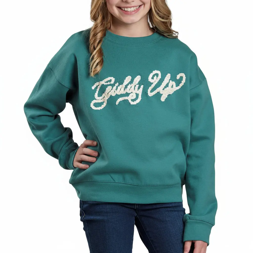 Roper Girl's Knit Fleece Turquoise Sweatshirt - Final Sale 1