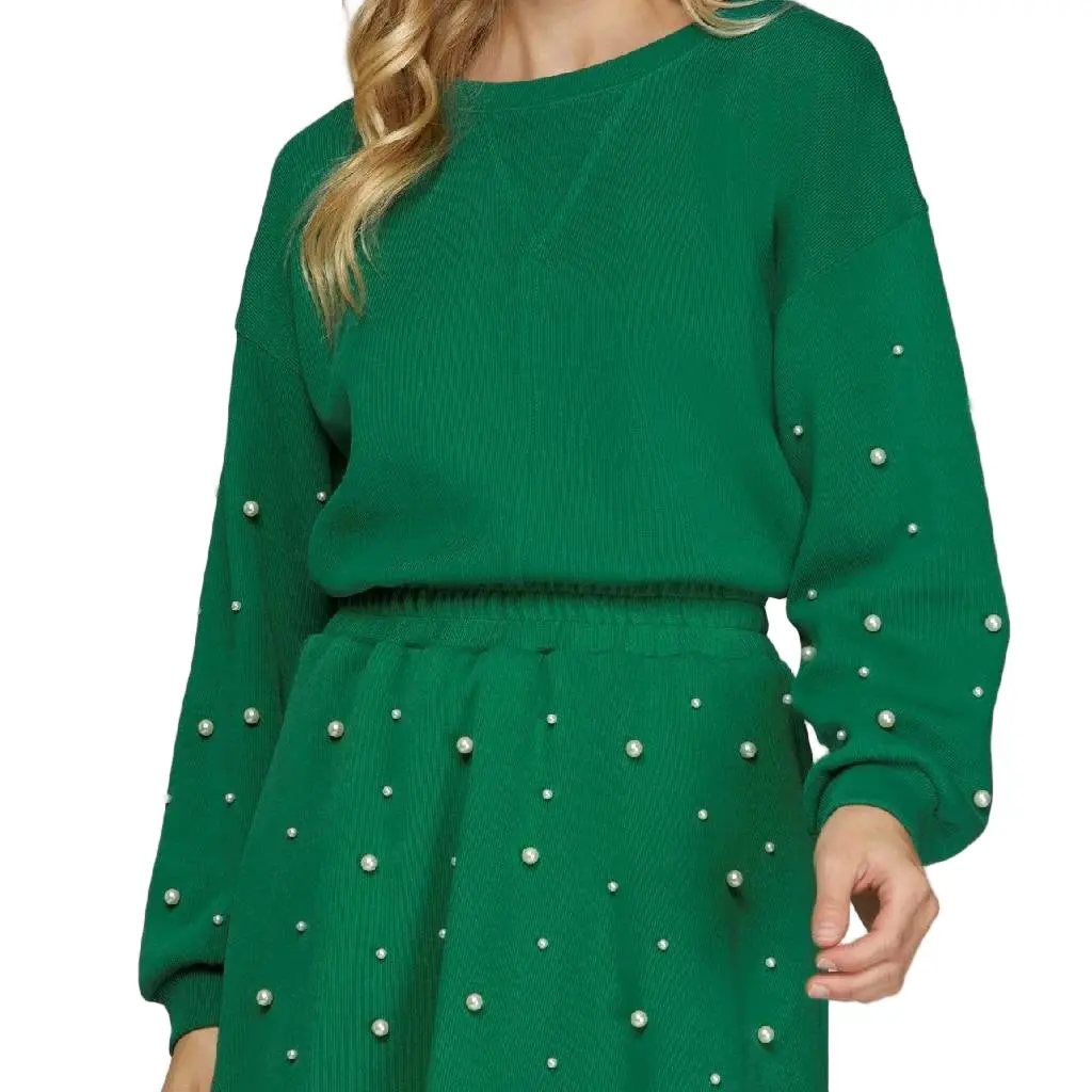 Pearl Knit Green Long Sleeve Top - Final Sale 1