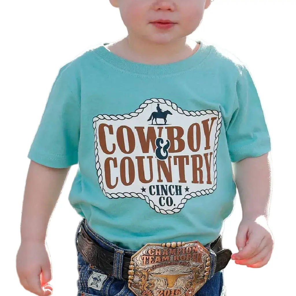 Cinch Toddler Boy's Turquoise Cowboy Country Tee 1