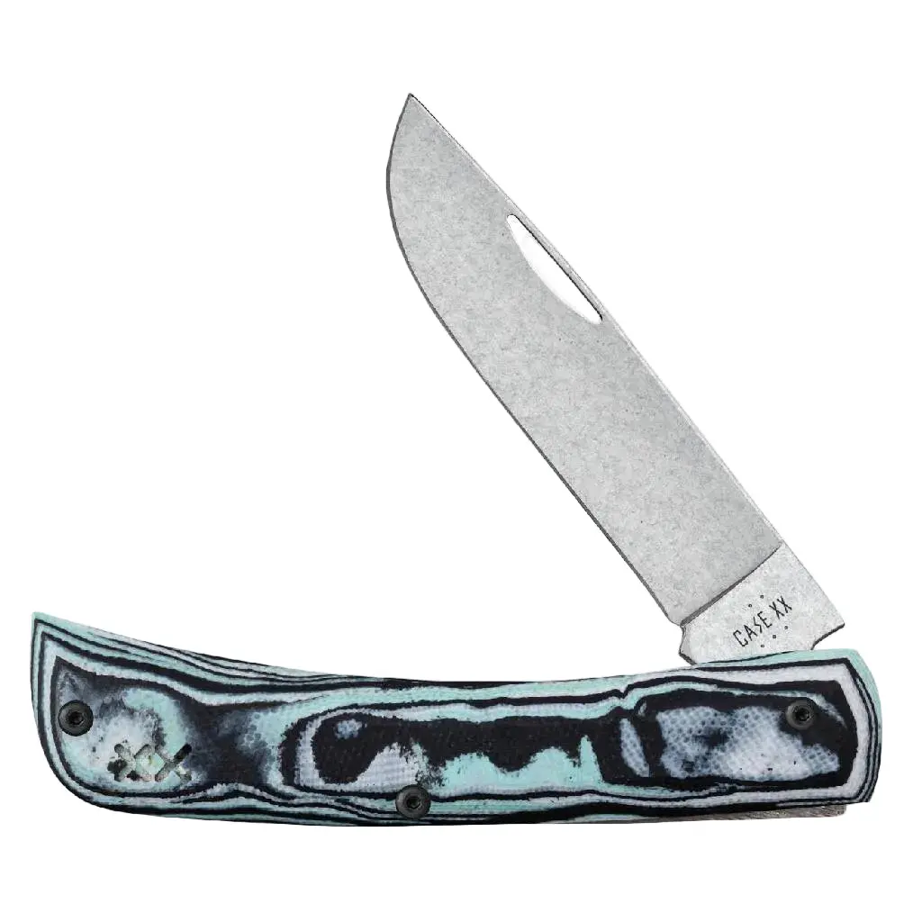 Case Crossroads Seafoam Green Burl G-10 Sod Buster® Jr W/Clip 1