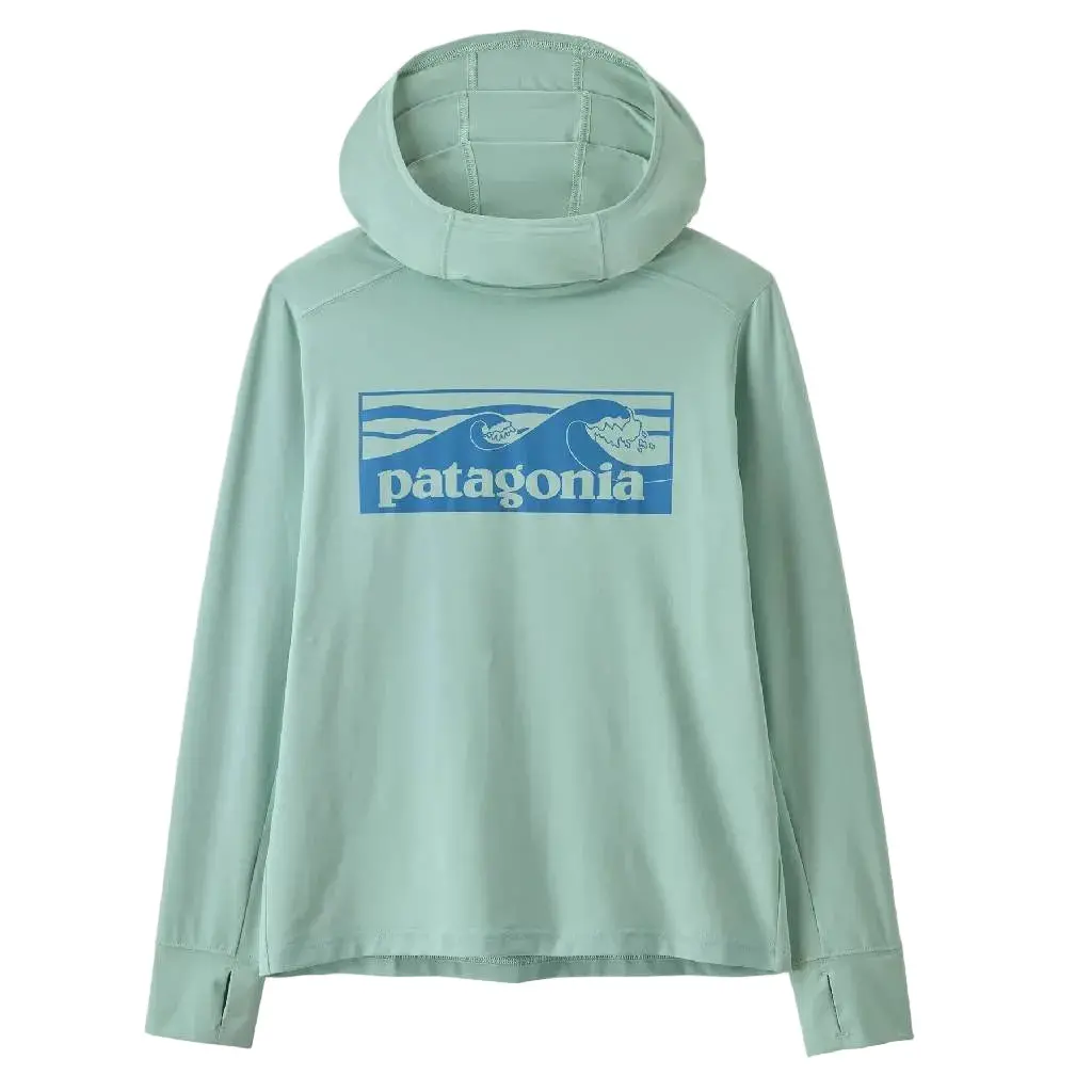 Patagonia Boy's Capilene Silkweight Hoodie - Boardshort Logo Tones: Thin Ice 1