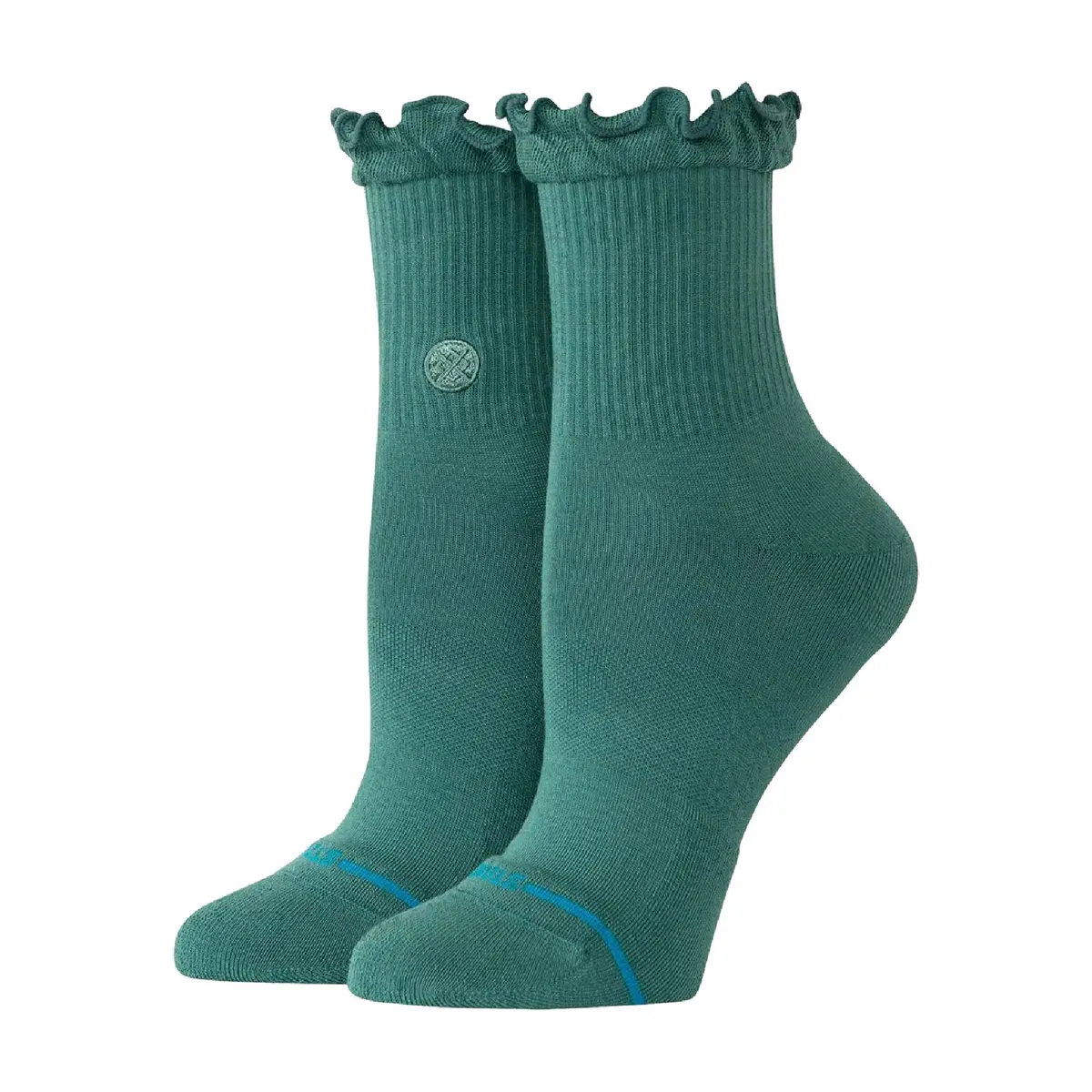 Stance Women's Ruffle Icon Teal Quarter Crew Socks 1