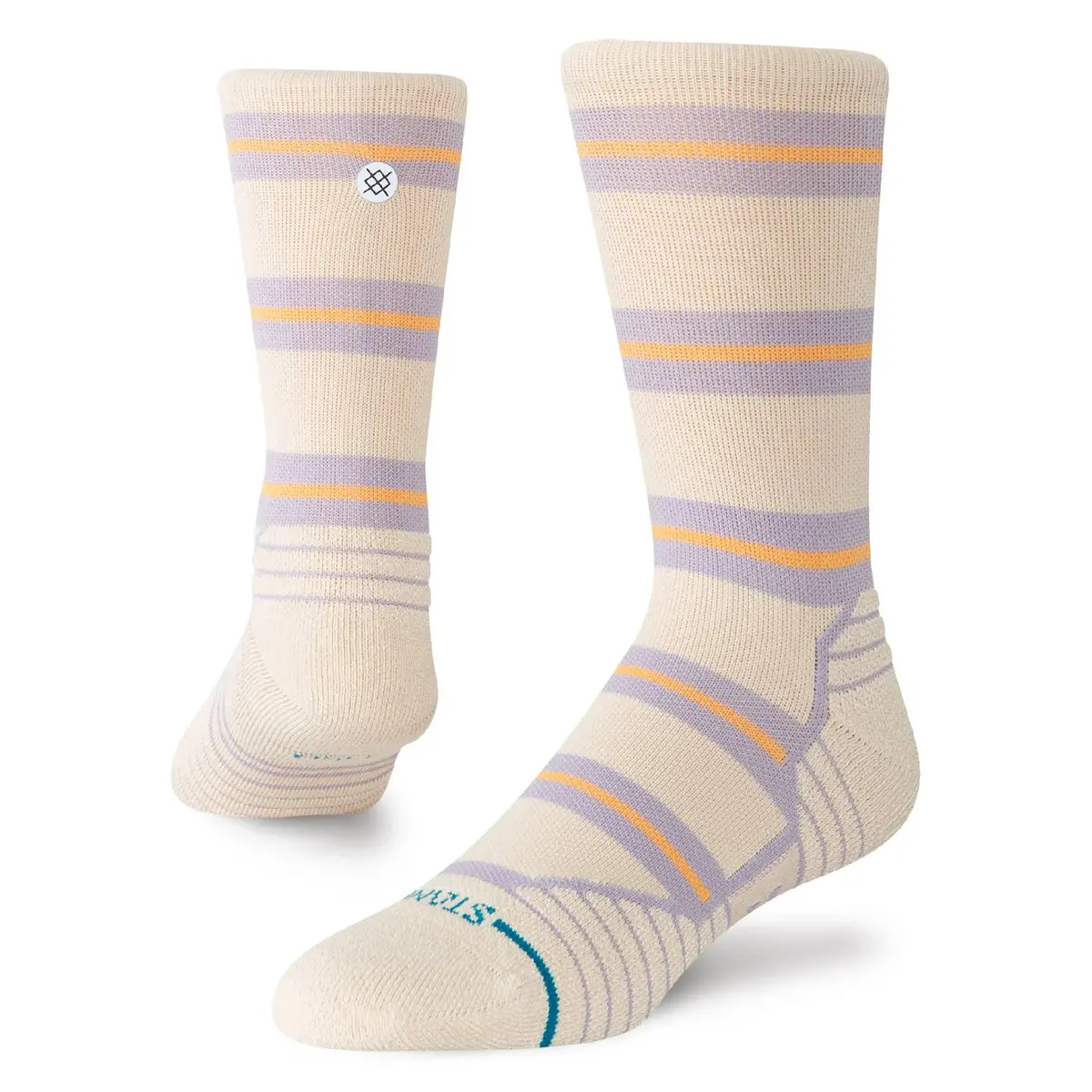 Stance Women's Beam Stripe Oatmeal Mid Crew Socks 1