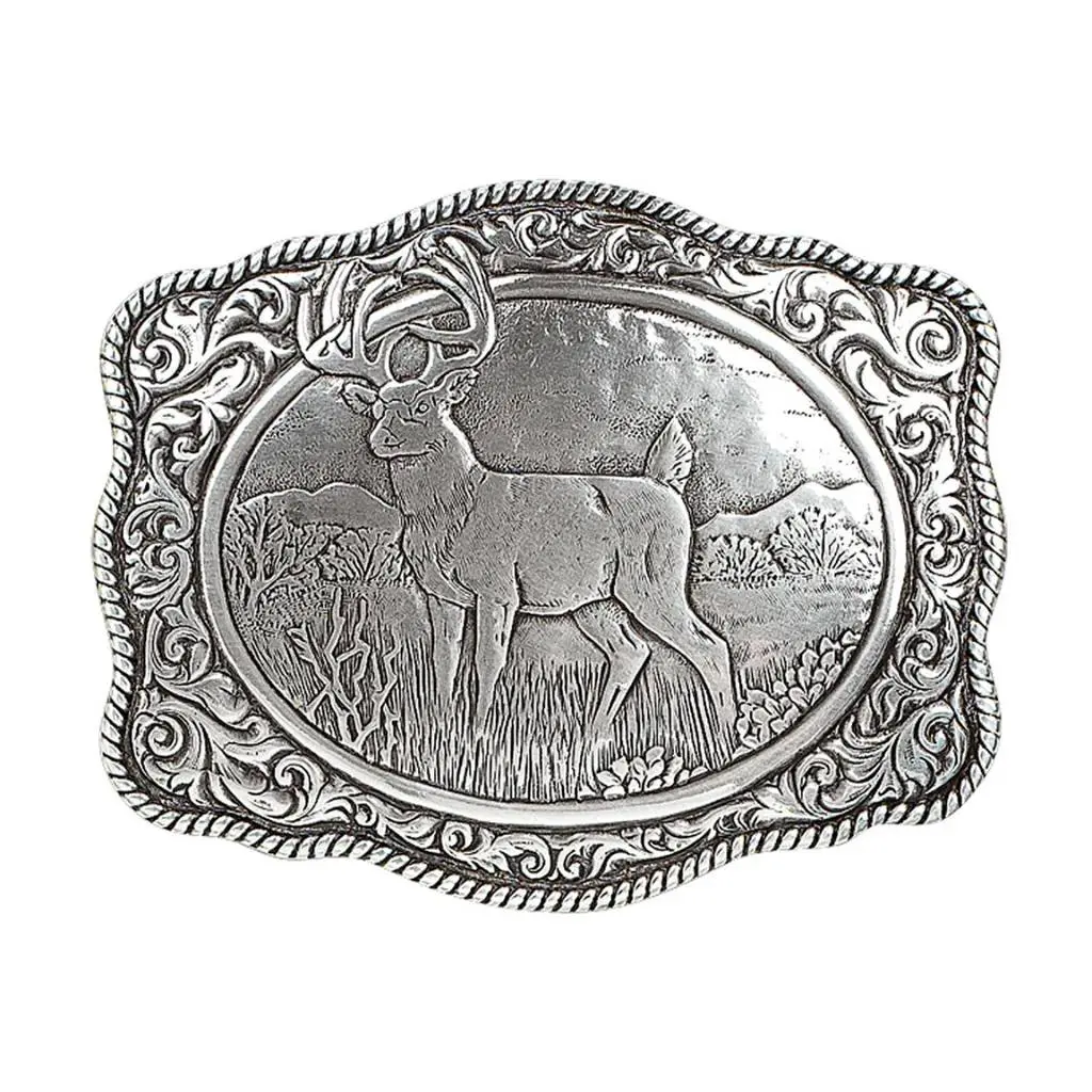 Crumrine Rectangle Rope Edge Vintage Buck Buckle 1