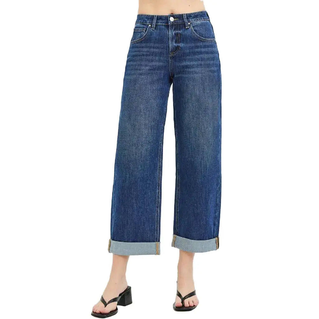 Risen Stretch Slouchy Crop Barrel Cuffed Jean 1