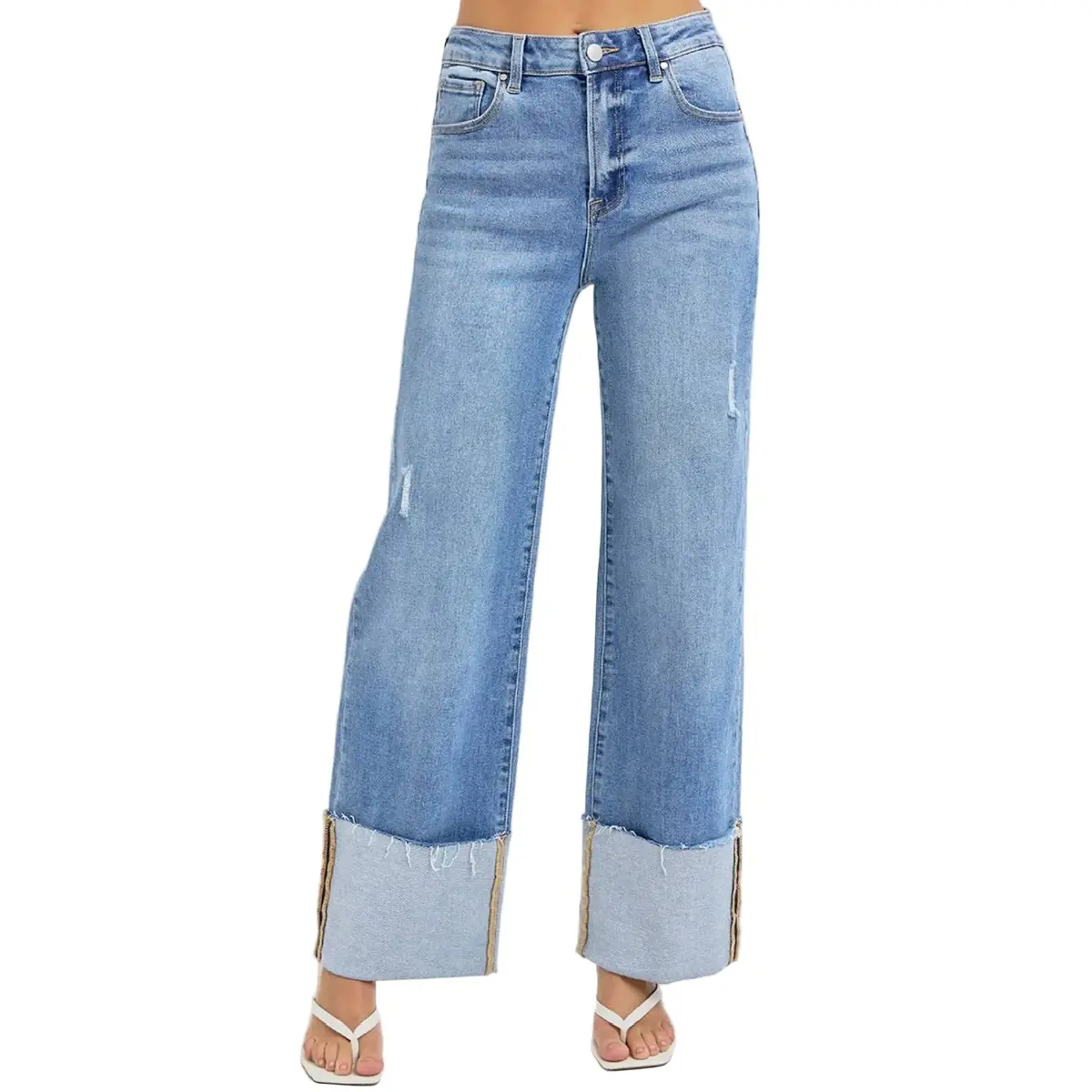 Risen High Rise Ankle Wide Cuff Jean 1