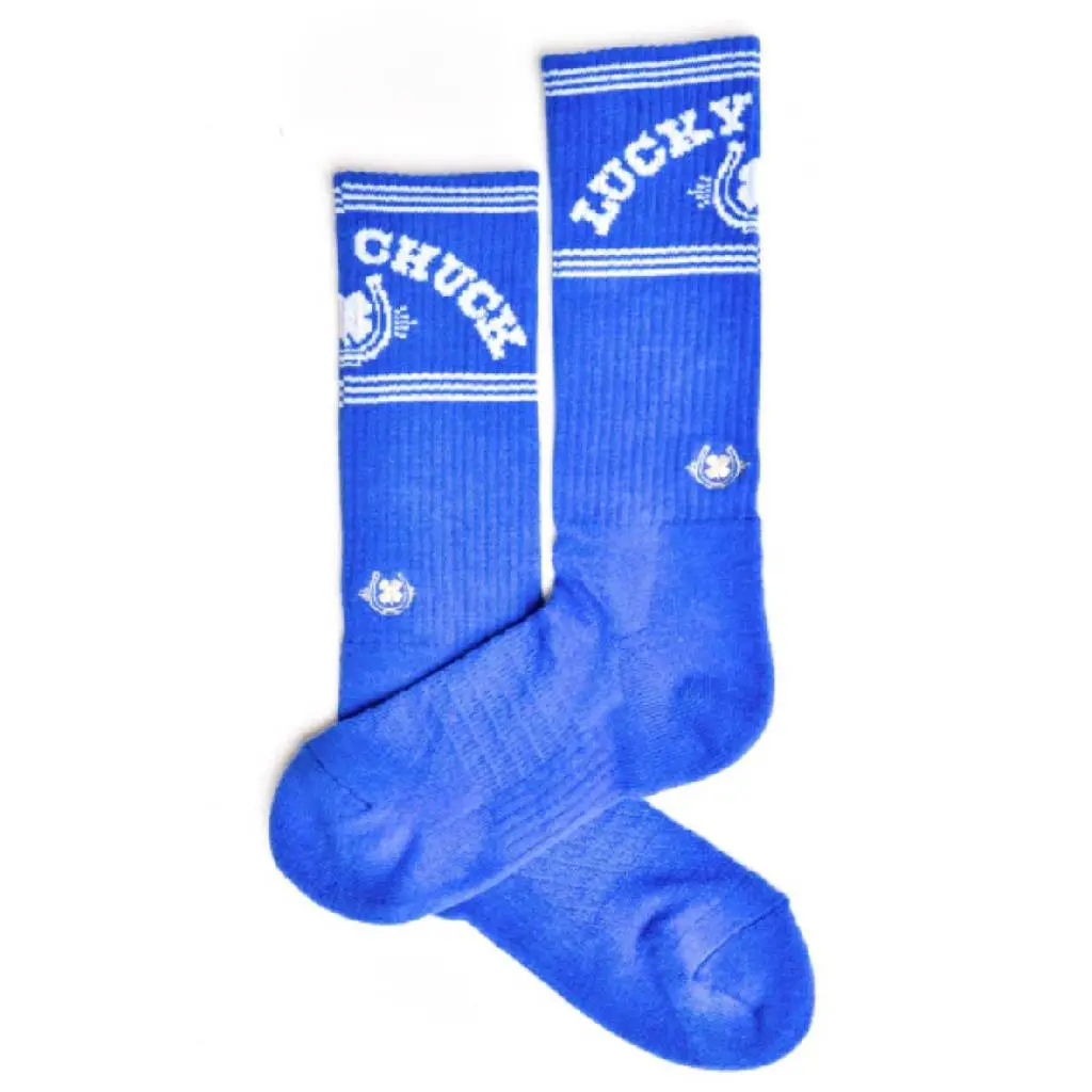 Lucky Chuck Retro Lucky Blue Performance Crew Socks 1