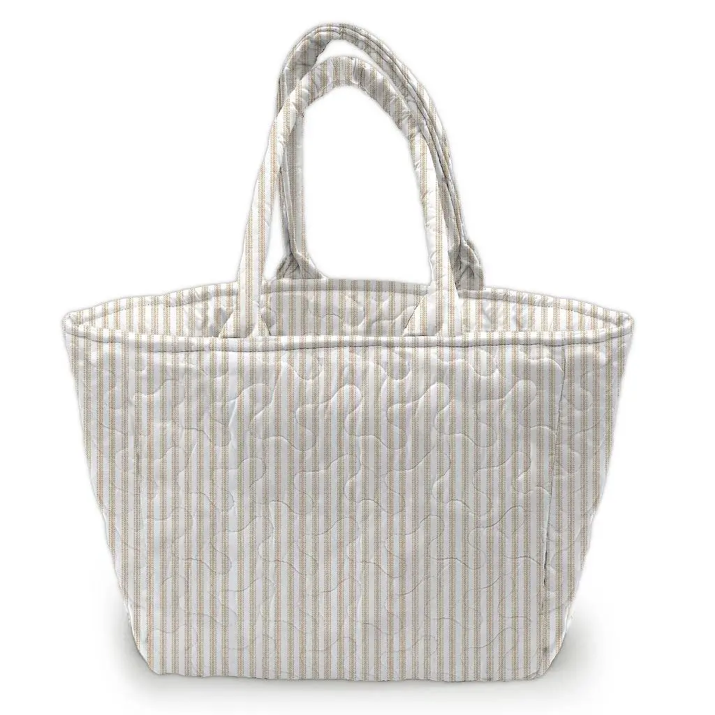Ticking Stripe Brown Handbag 1